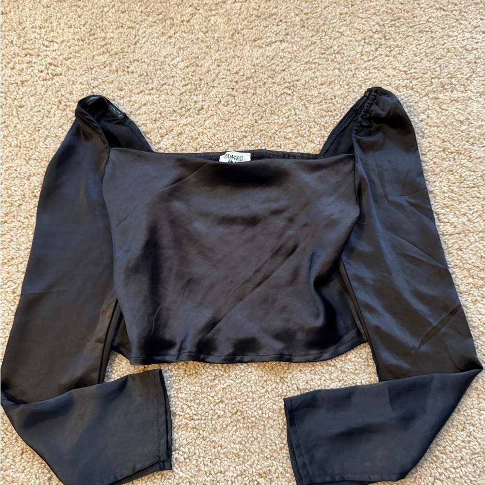 Princess Polly Black Fitted Crop Blouse